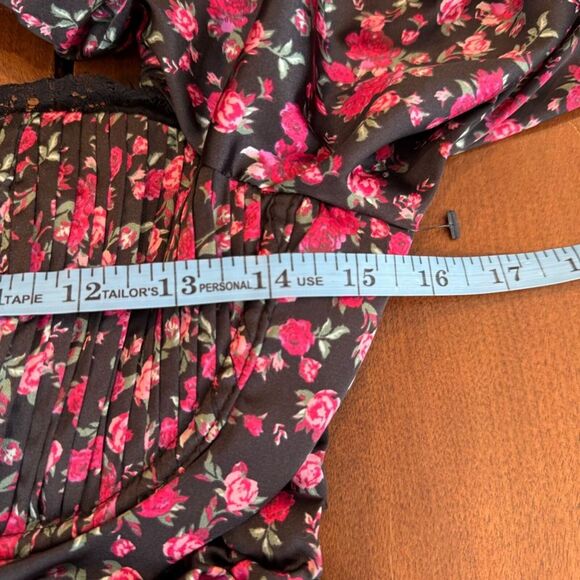 For Love & Lemons Melrose Black Floral Mini Dress L Coquette Sexy Valentines LBD - Picture 13 of 16